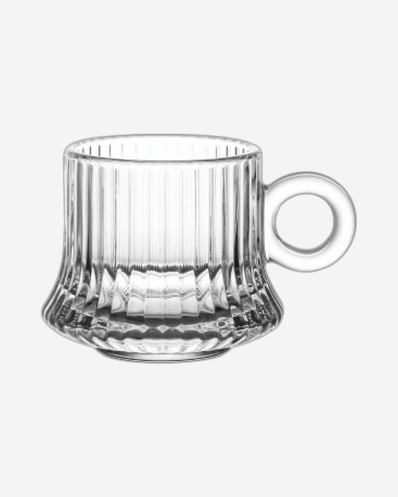Doyalex Glass Coffee Cup & Saucer Set - 80ml, 12-Pieces, Transparent (CS-038C)