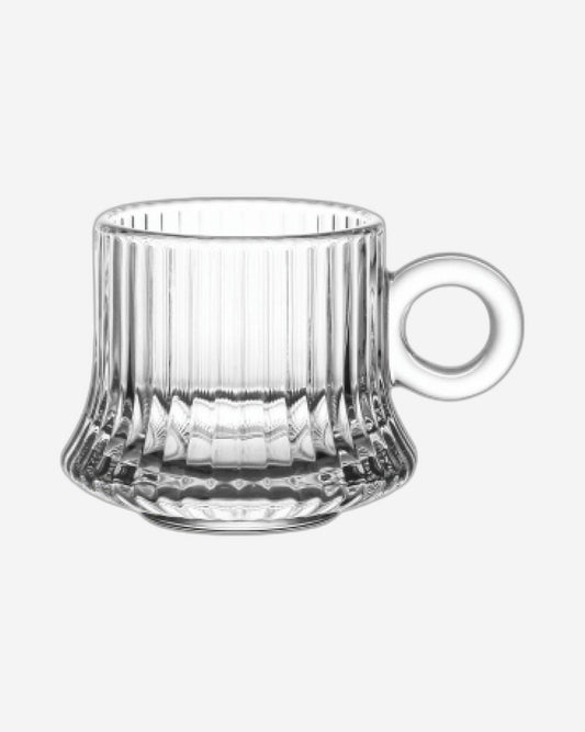 Doyalex Glass Coffee Cup & Saucer Set - 80ml, 12-Pieces, Transparent (CS-038C)