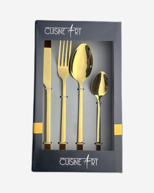 Cuisine Art Ezra 16 Piece Stainless Steel Cutlery Set, Shiny Gold