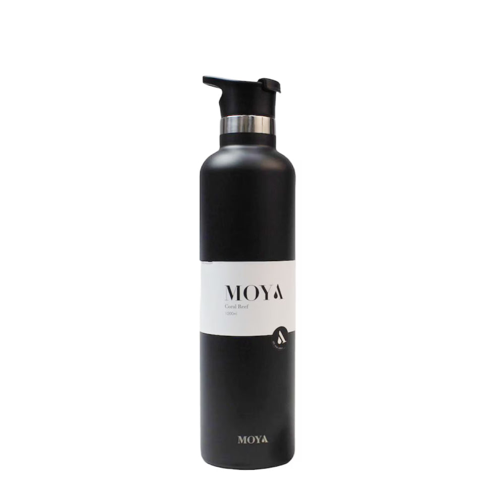 Moya "Coral Reef" 1L Insulated Sustainable Water Bottle Black