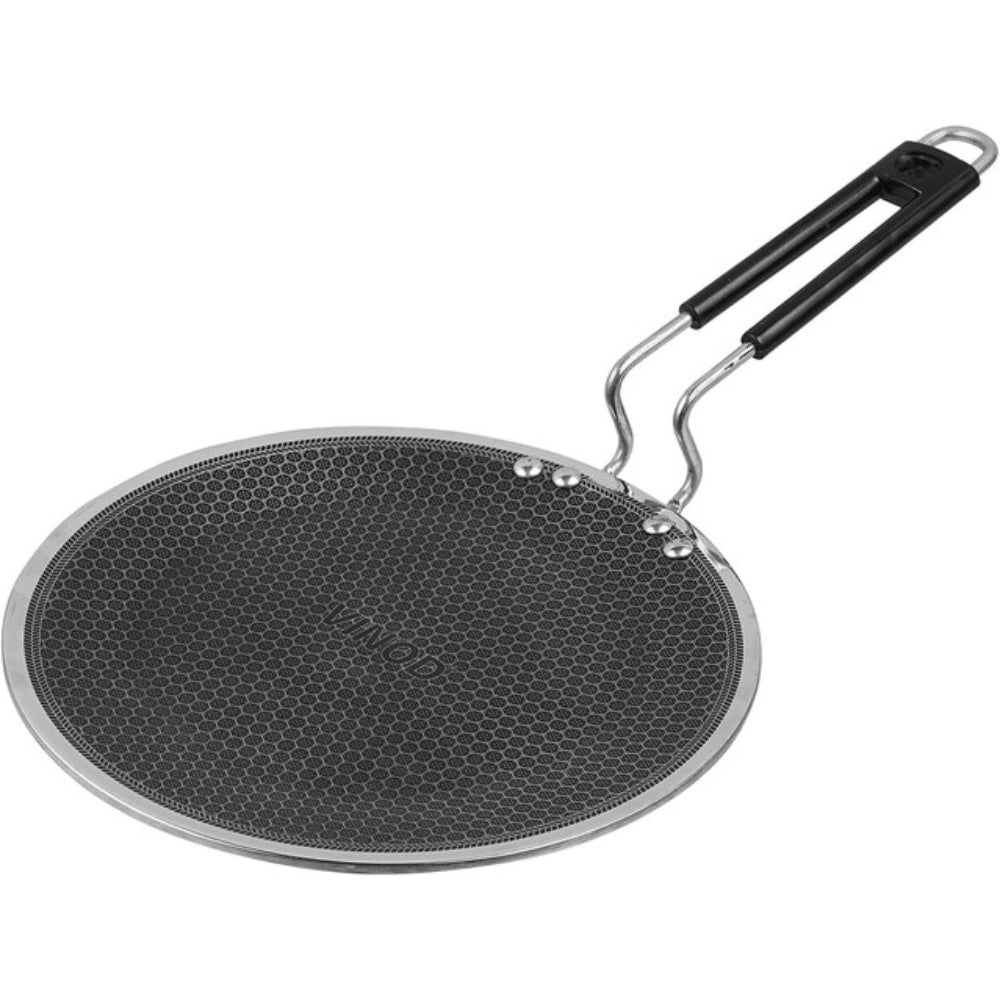 Vinod Platinum Triply Stainless Steel SAS Pro Tawa - 25cm, 4mm Thickness, Silver (Induction Friendly)