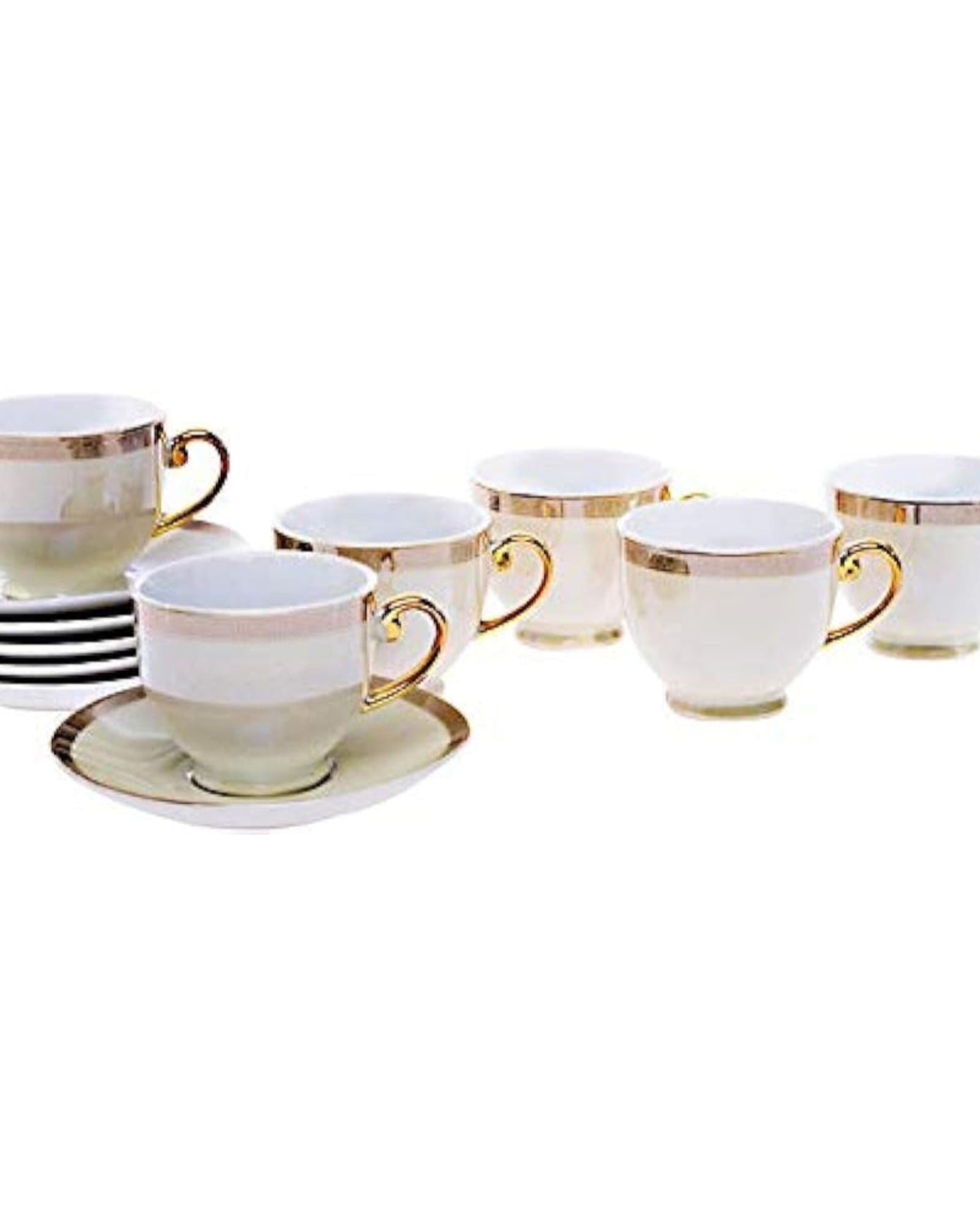 Shallow Hand-Painted Coffee Cup and Saucer Set, 12-Piece, 90ml – Elegant Design