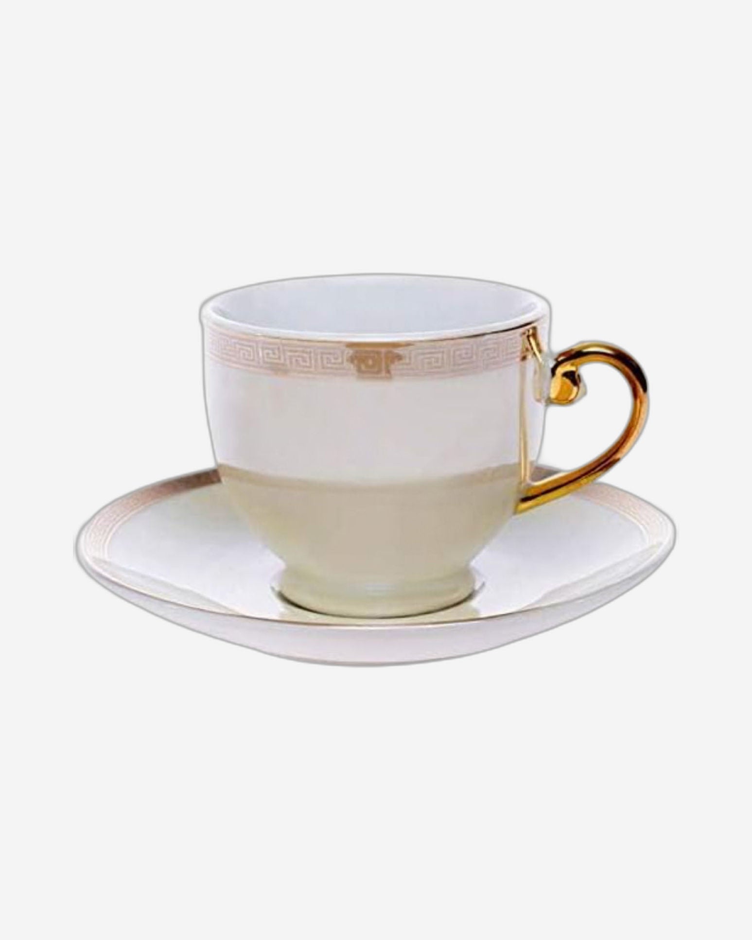Shallow Hand-Painted Coffee Cup and Saucer Set, 12-Piece, 90ml – Elegant Design