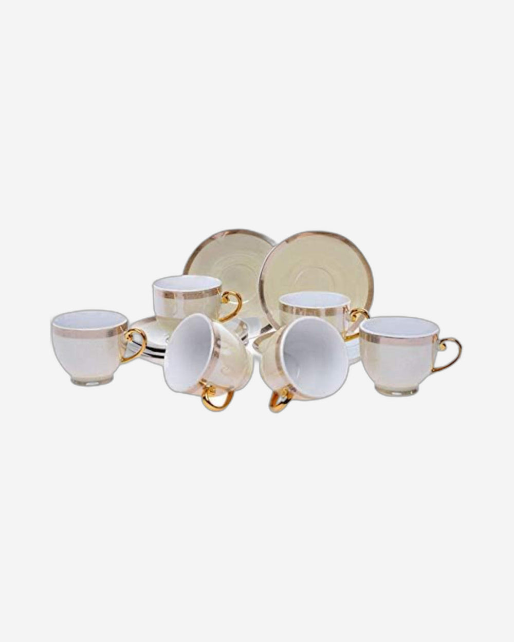 Shallow Hand-Painted Coffee Cup and Saucer Set, 12-Piece, 90ml – Elegant Design