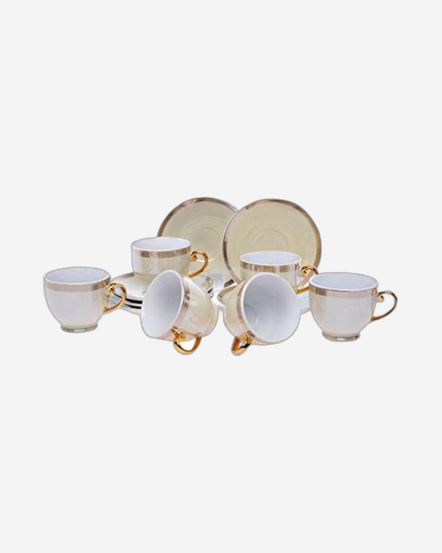 Shallow Hand-Painted Coffee Cup and Saucer Set, 12-Piece, 90ml – Elegant Design