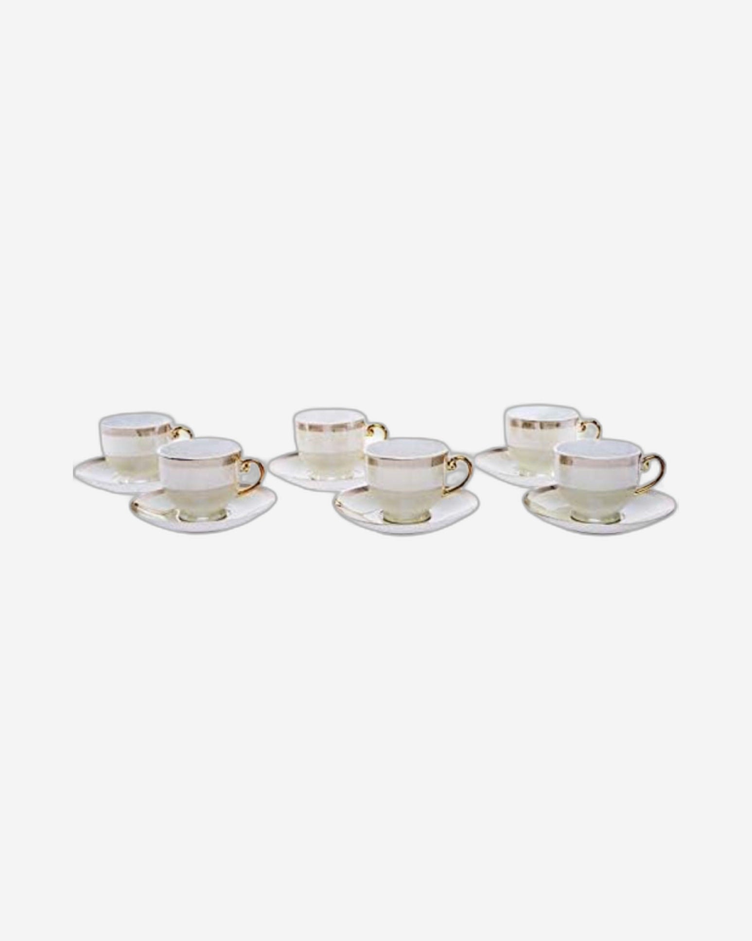 Shallow Hand-Painted Coffee Cup and Saucer Set, 12-Piece, 90ml – Elegant Design