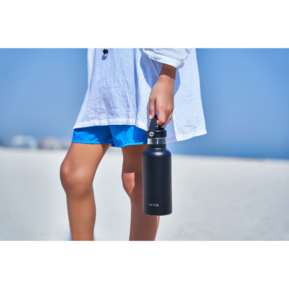 Moya "Seashell" 350ml Insulated Sustainable Water Bottle Black