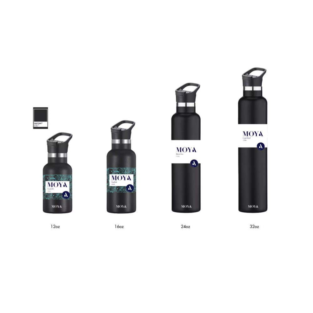 Moya "Seashell" 350ml Insulated Sustainable Water Bottle Black