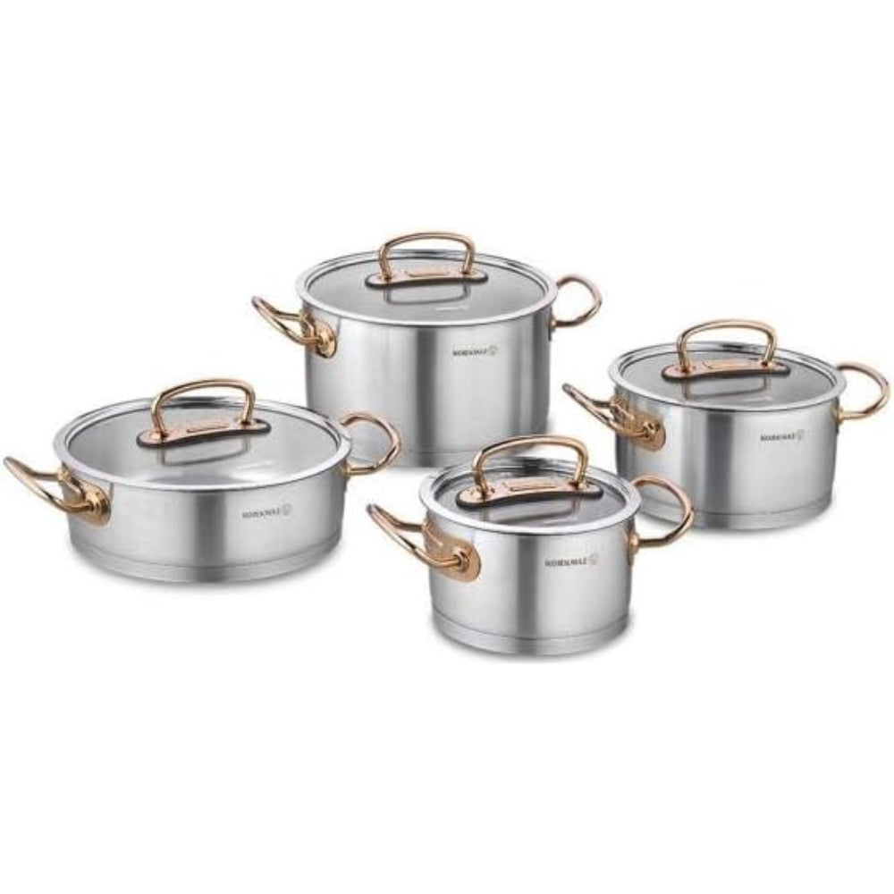 KORKMAZ PROLINE 8PCS COOKWARE SET - ROSEGOLD