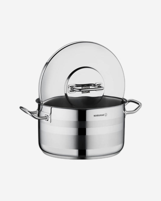 Korkmaz Astra2 Casserole 28x16 / 9.5 L | Induction Base Satinless Steel Pot | Dishwasher Safe Stock Pot - KA2027