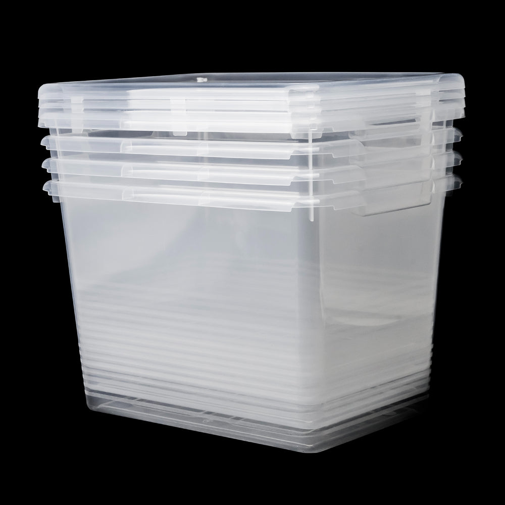 Mondex 4 Piece Polypropylene Storage Box Set - 20L Capacity Each - Transparent