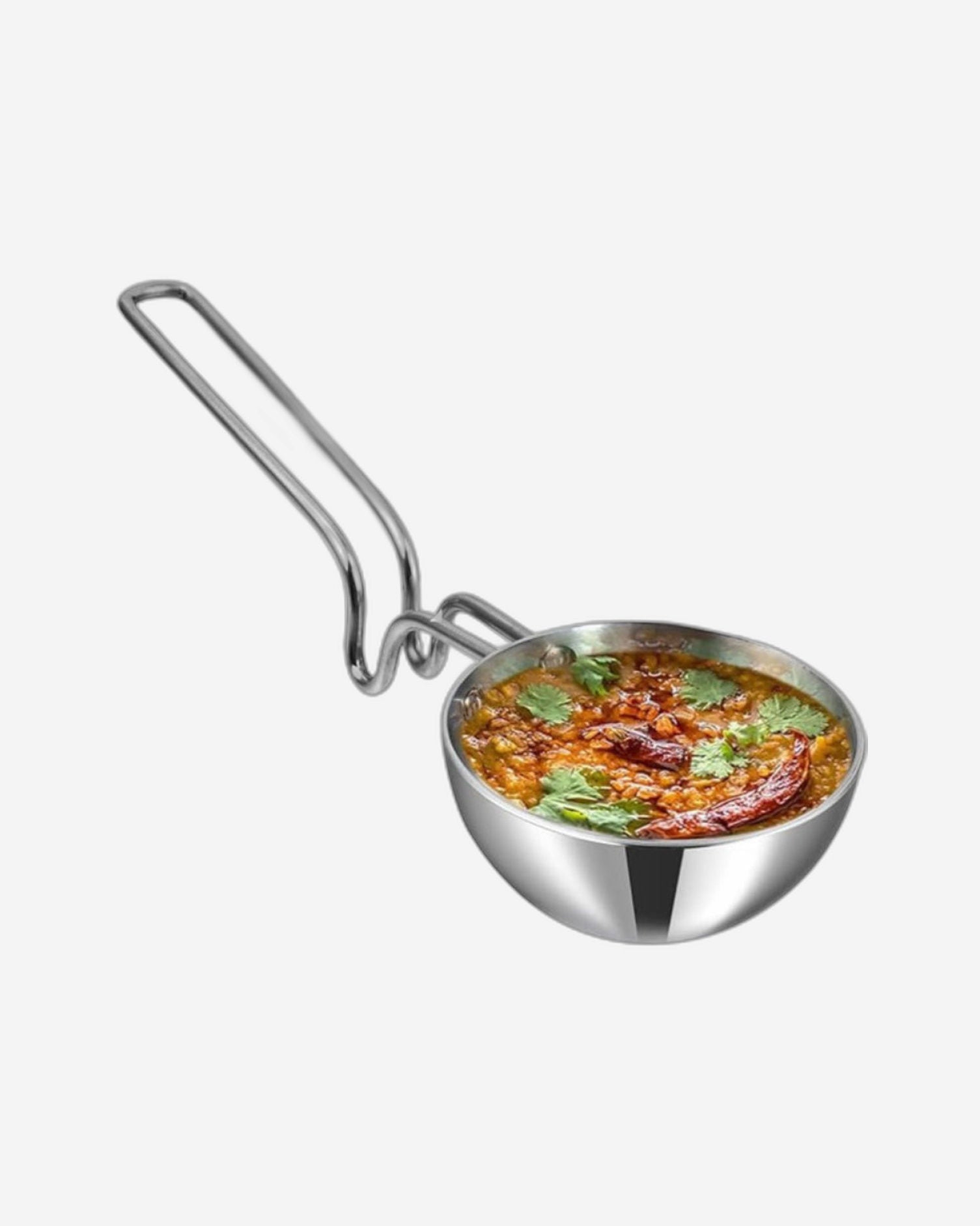 Vinod Platinum Triply Stainless Steel Tadka Pan - Large, 11cm, Silver