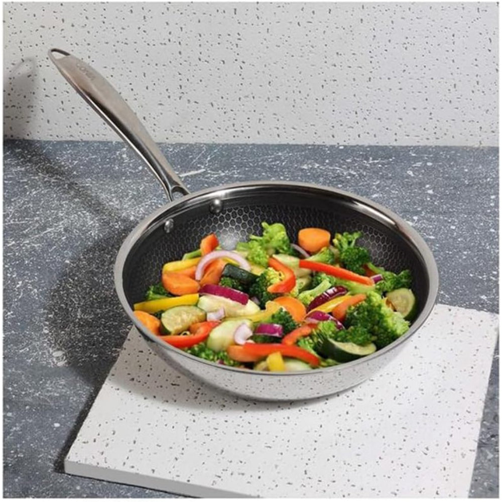 Vinod Platinum Triply Stainless Steel SAS Pro Fry Pan - 20 cm, Silver (Induction Friendly)