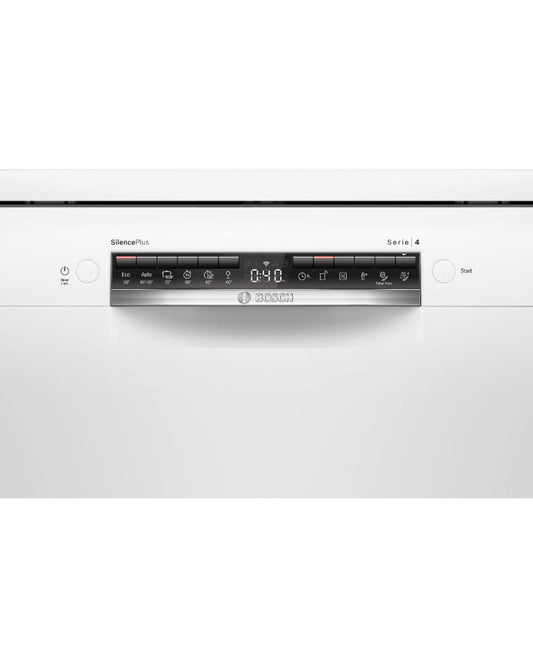 Bosch Series 4 Free-Standing Dishwasher 60 cm 14 place settings Home Connect Remote Monitoring and Control 1 Year Manufacturing Warranty SMS4HMW65M White
