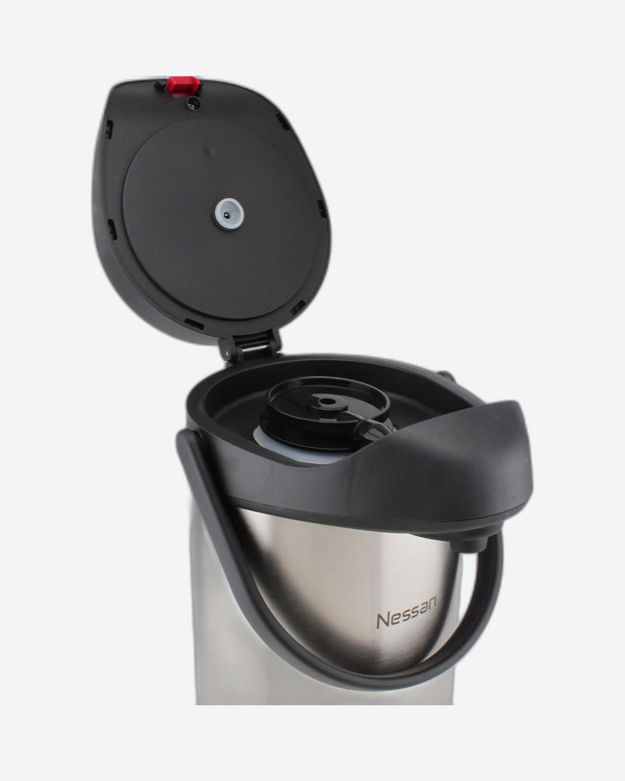 Nessan Insulated Stainless Steel Pump Flask, Silver, 3L | Double Wall Vacuum Insulated Beverage Flask for Hot & Cold Drinks