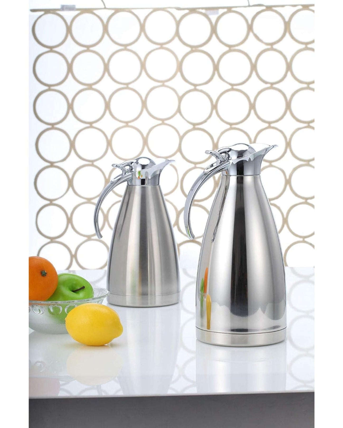 Stainless Steel 1L Classic Vacuum Jug, Silver | Double Wall Insulated Thermal Jug for Hot & Cold Beverages