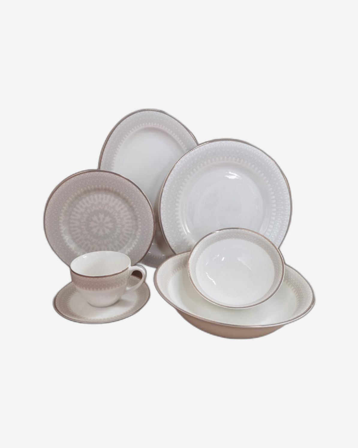 Shallow New Bone China Dinner Set - Suzy, 32 Pieces, White