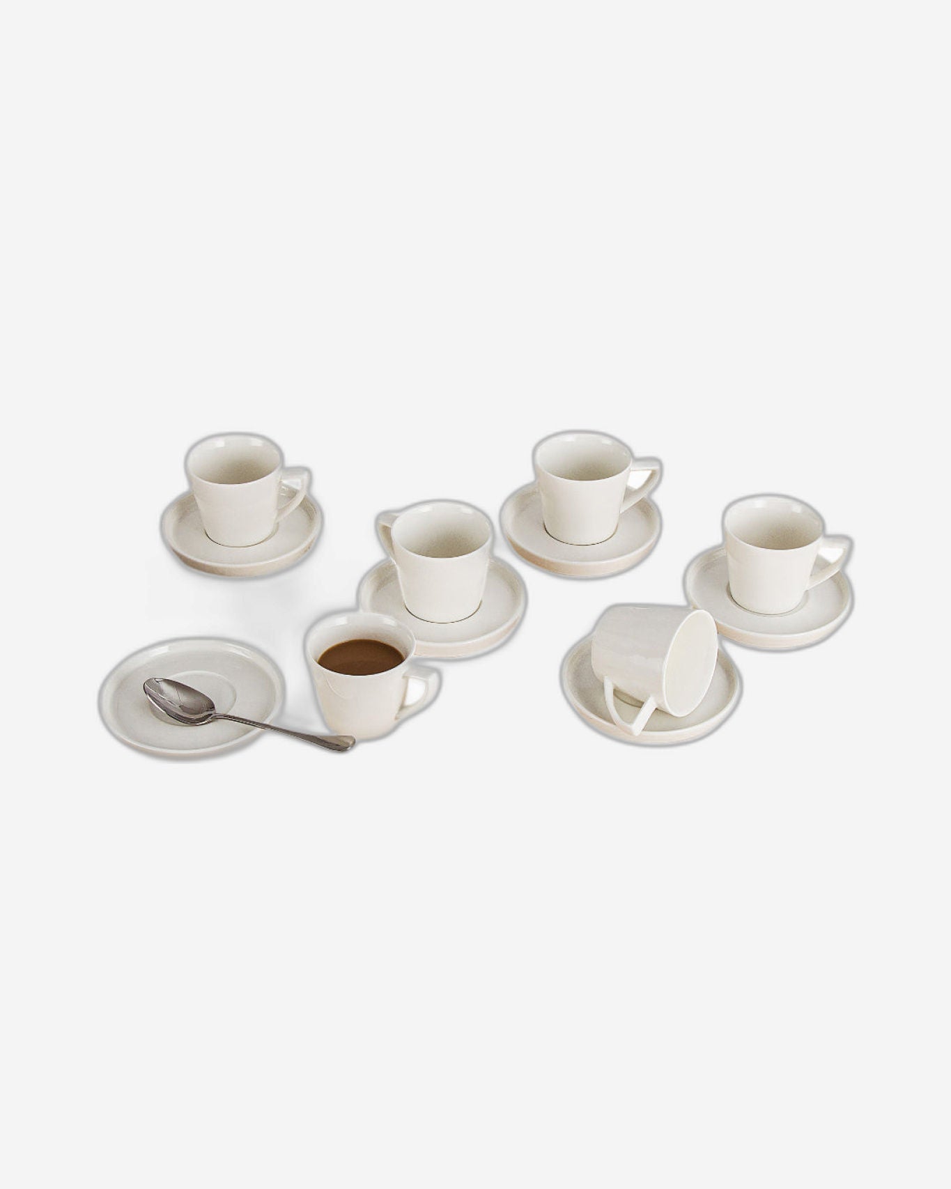 Shallow Cup & Saucer - 12 Pieces with New Bone China, 220ml, White