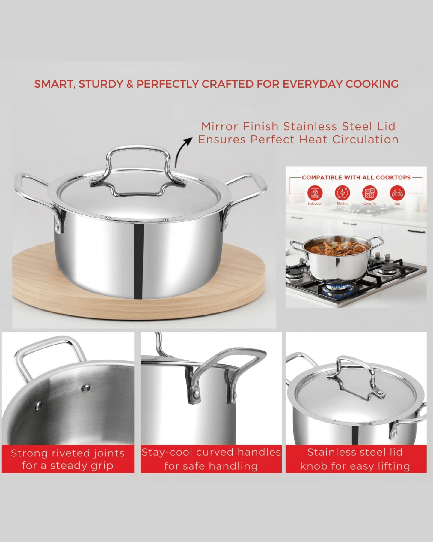 Vinod Luna Triply Stainless Steel Cookware Set 7 pcs