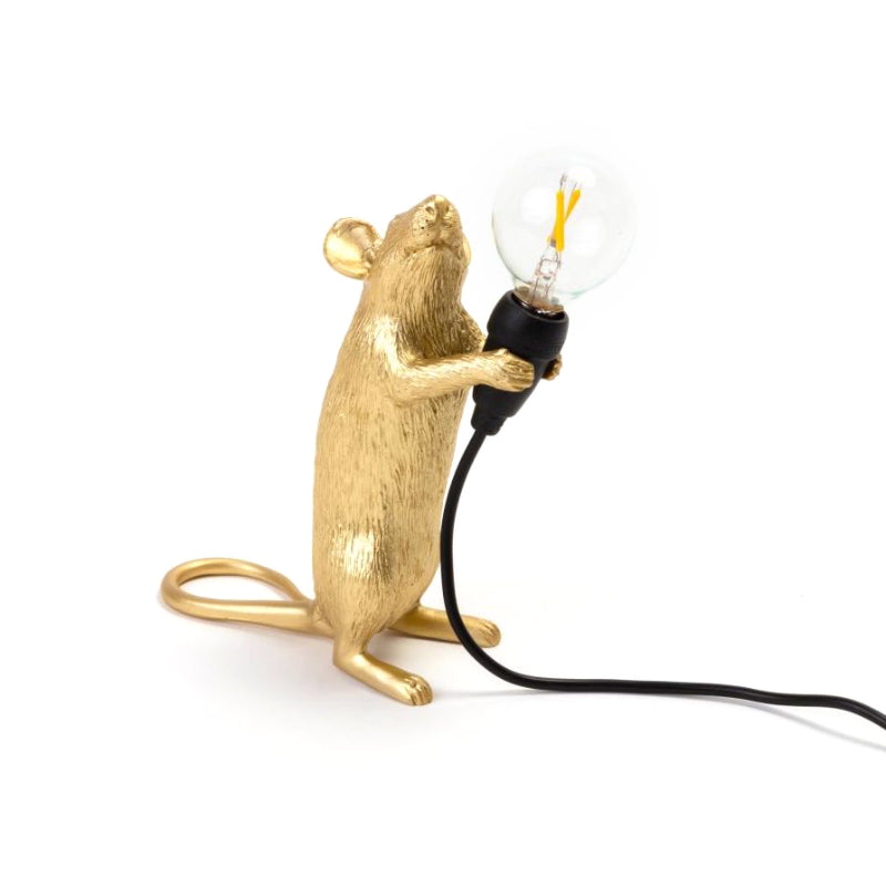 Seletti Mouse Lamp Step Standing Gold Usb