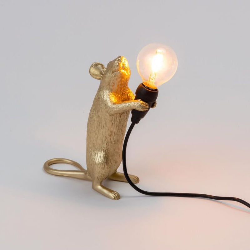 Seletti Mouse Lamp Step Standing Gold Usb