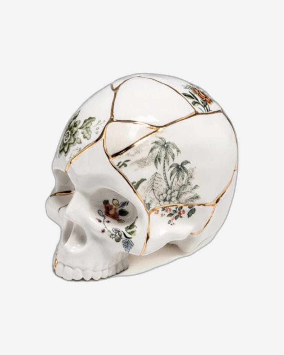 Seletti Kintsugi Skull Ornament Porcelain