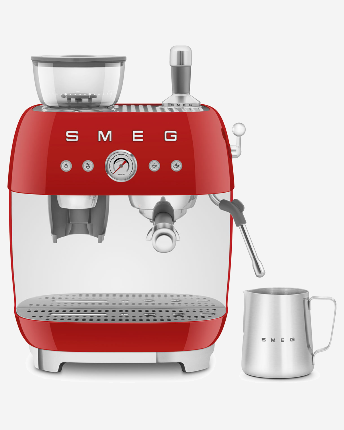 SMEG Espresso Coffee Machine with Grinder Red - EGF03RDUK