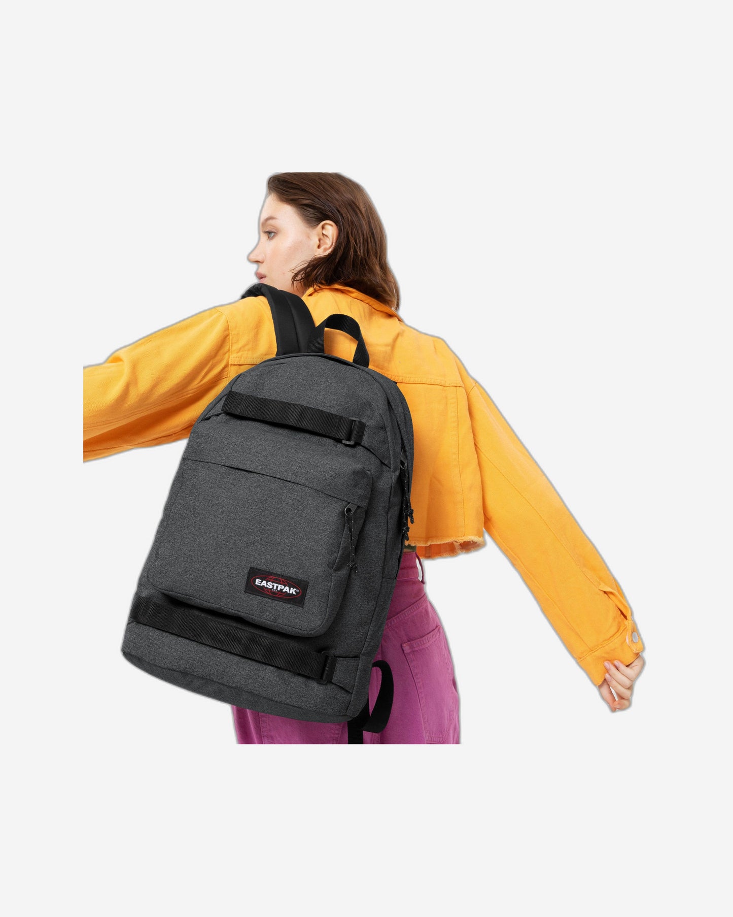 Eastpak Skate Pak'R Black Denim Backpack with Skateboard Sleeve - EK0A5BEN77H