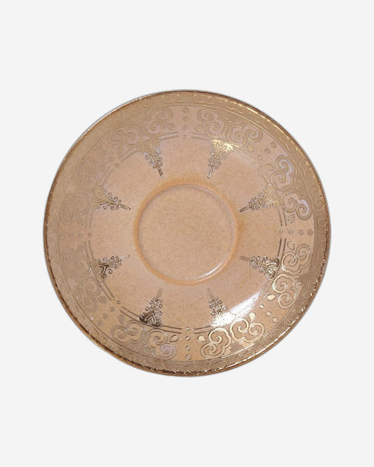 Shallow Porcelain Cup and Saucer Set, 12-Piece, Gold - Elegant Tea/Coffee Set for Daily Use and Special Occasions