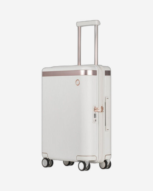 Echolac Shogun Classic 20" 4 Double Wheel Cabin Luggage Trolley Ivory White - CTA148 Ivory White 20