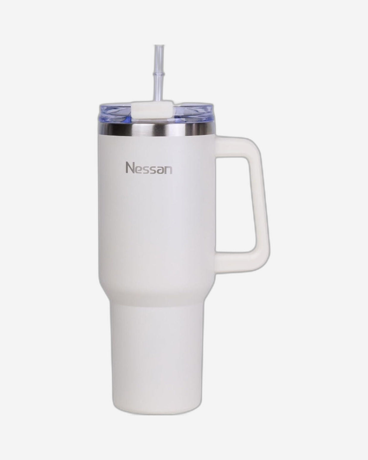 Nessan Double Wall Stainless Steel Vacuum Insulated Travel Mug Tumbler with Dual Function Lid and Straw for Water, Iced Tea or Hot Coffee, Smoothie and More (Cream, 1200ml)