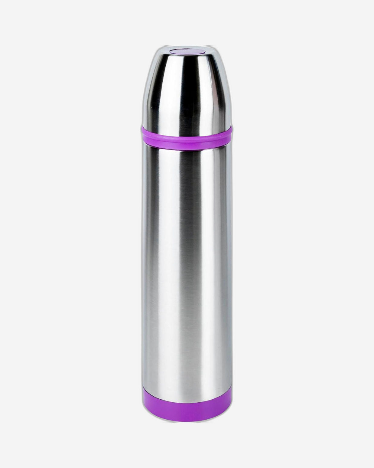 Nessan Vacuum Flask Double Wall With Color Band, Silver 1L