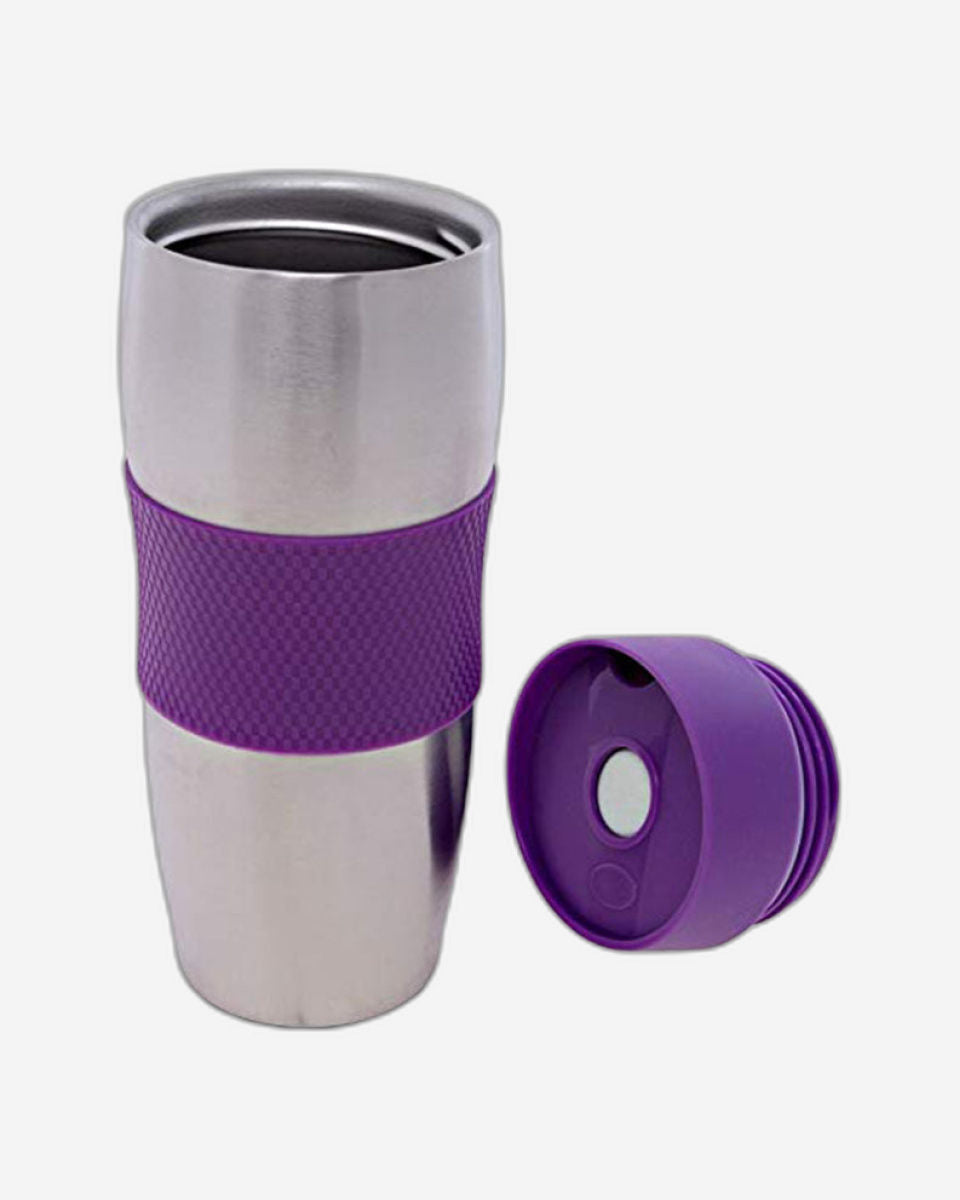 Nessan 380ml Mug with Silicone Rubber Sleeve for Grip, Purple - Durable & Stylish Mug for Hot & Cold Beverages