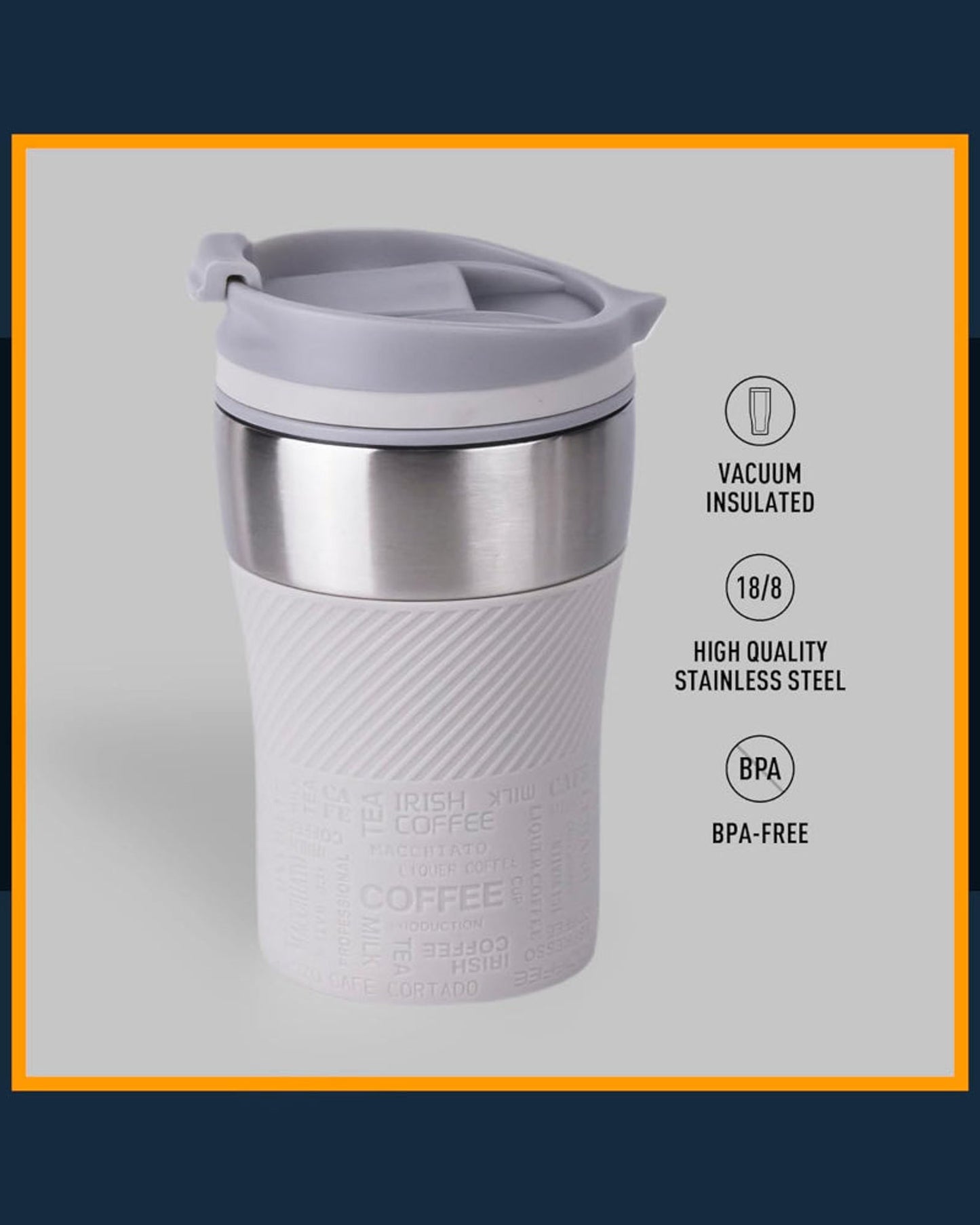 Nessan Insulated Stainless Steel Vacuum Mug, 240ml - Your Compact Travel Essential for Hot and Cold Beverages Anywhere: Home, Gym, Outdoors, Office, and School - Beige