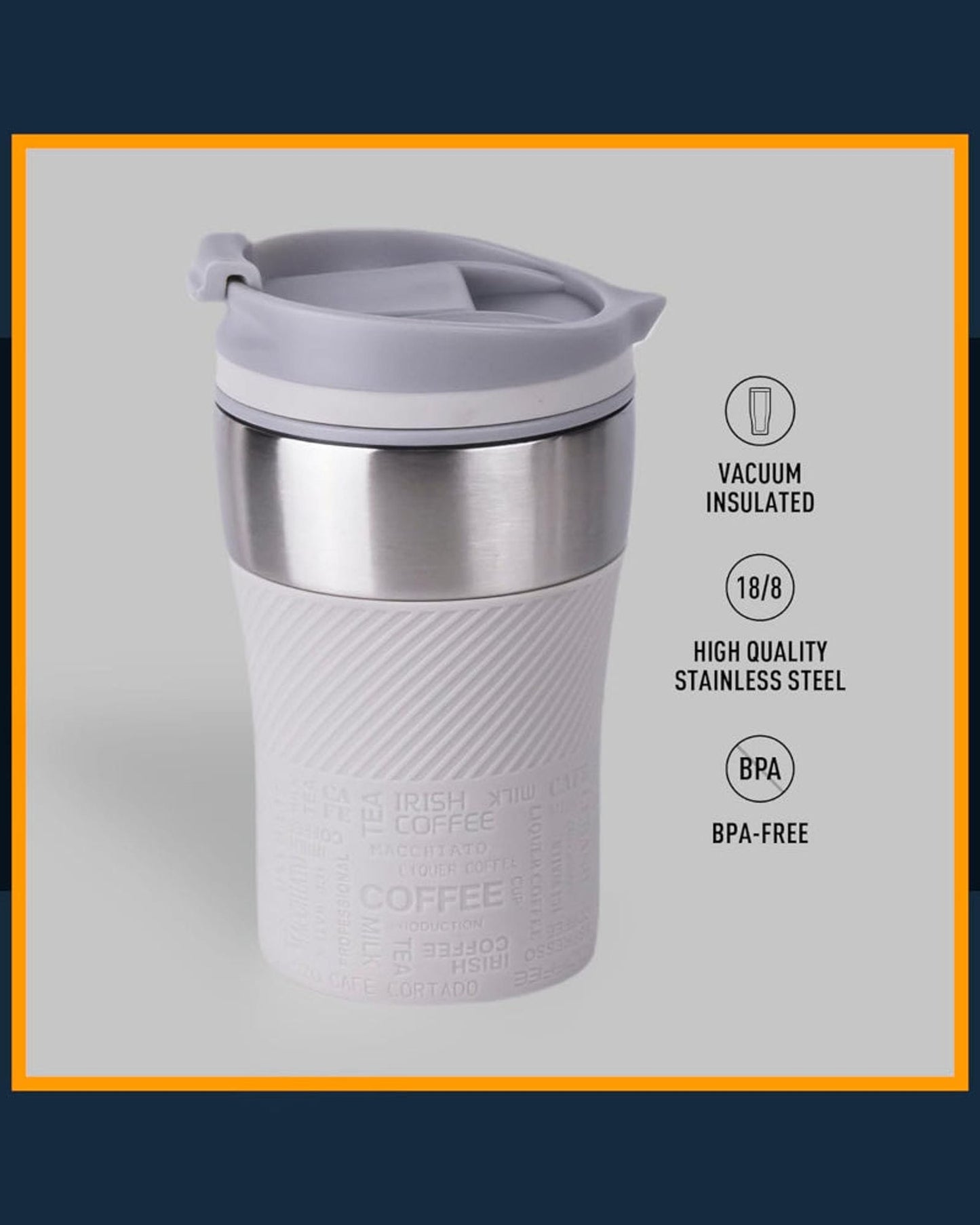Nessan Insulated Stainless Steel Vacuum Mug, 240ml - Your Compact Travel Essential for Hot and Cold Beverages Anywhere: Home, Gym, Outdoors, Office, and School - Beige