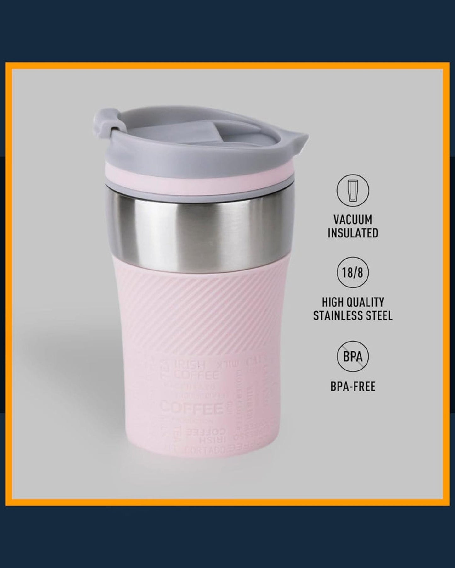 Nessan Insulated Stainless Steel Vacuum Mug, 240ml - Your Compact Travel Essential for Hot and Cold Beverages Anywhere: Home, Gym, Outdoors, Office, and School - Pink