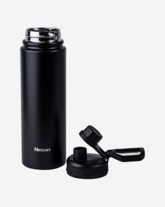 Nessan 720ml Travel Flask – Double Wall Insulated Stainless Steel Vacuum Bottle for Hot and Cold Beverages - Black