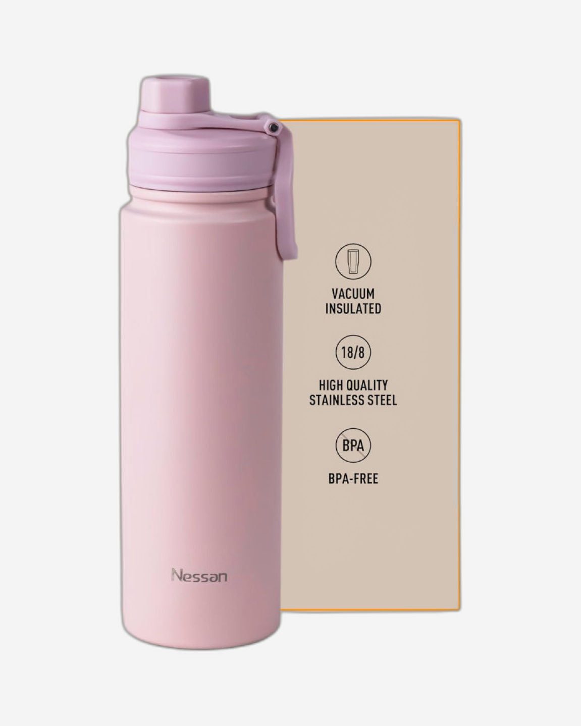Nessan 720ml Travel Flask – Double Wall Insulated Stainless Steel Vacuum Bottle for Hot and Cold Beverages - Pink