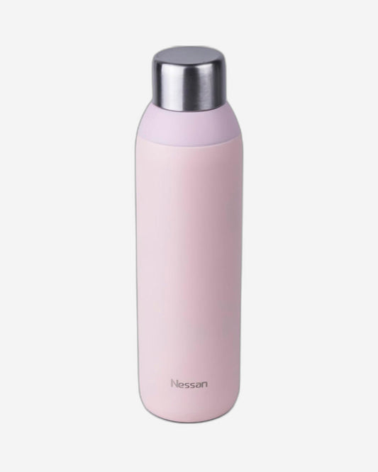 Nessan Double Wall Insulated Stainless Steel Vacuum Bottle, 600ml - Your Reliable Travel Flask for Hot and Cold Beverages - Pink