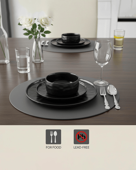 Shallow HUA Stoneware Dinner Set 18 pcs Black