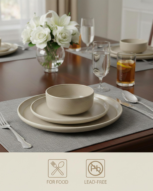 Shallow REX Stoneware Dinner Set 18 pcs Beige