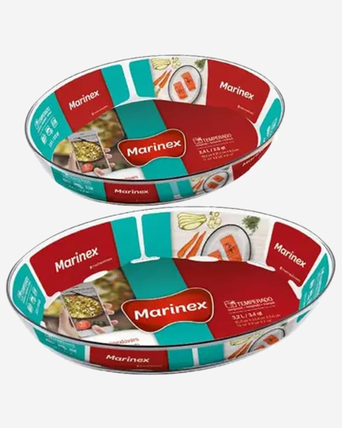 Marinex Glass Oval Roaster Set, Heat-Resistant, Oven-Safe, 3.2L + 4.0L
