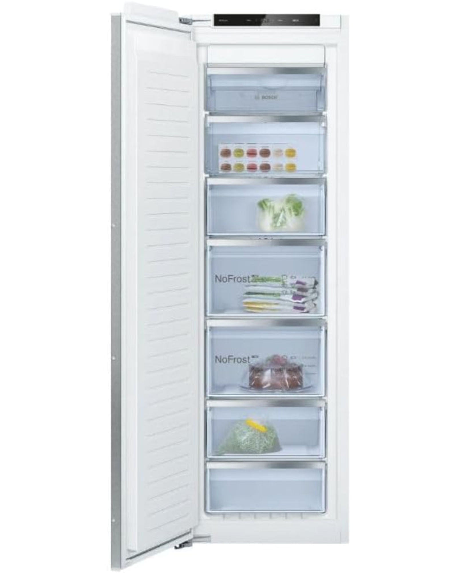 Bosch 235L Gross 211L Net Capacity Built-In Upright Freezer Series 6, No Frost & Big Box Drawers - GIN81AEE0M White