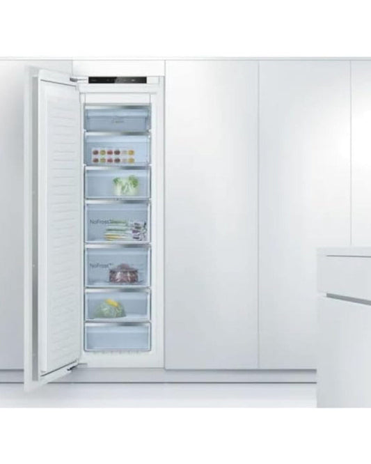 Bosch Built-In Upright Freezer, NoFrost & BigBox Drawers, 235 L Gross / 211 L Net, White, German Engineering – GIN81AEE0M