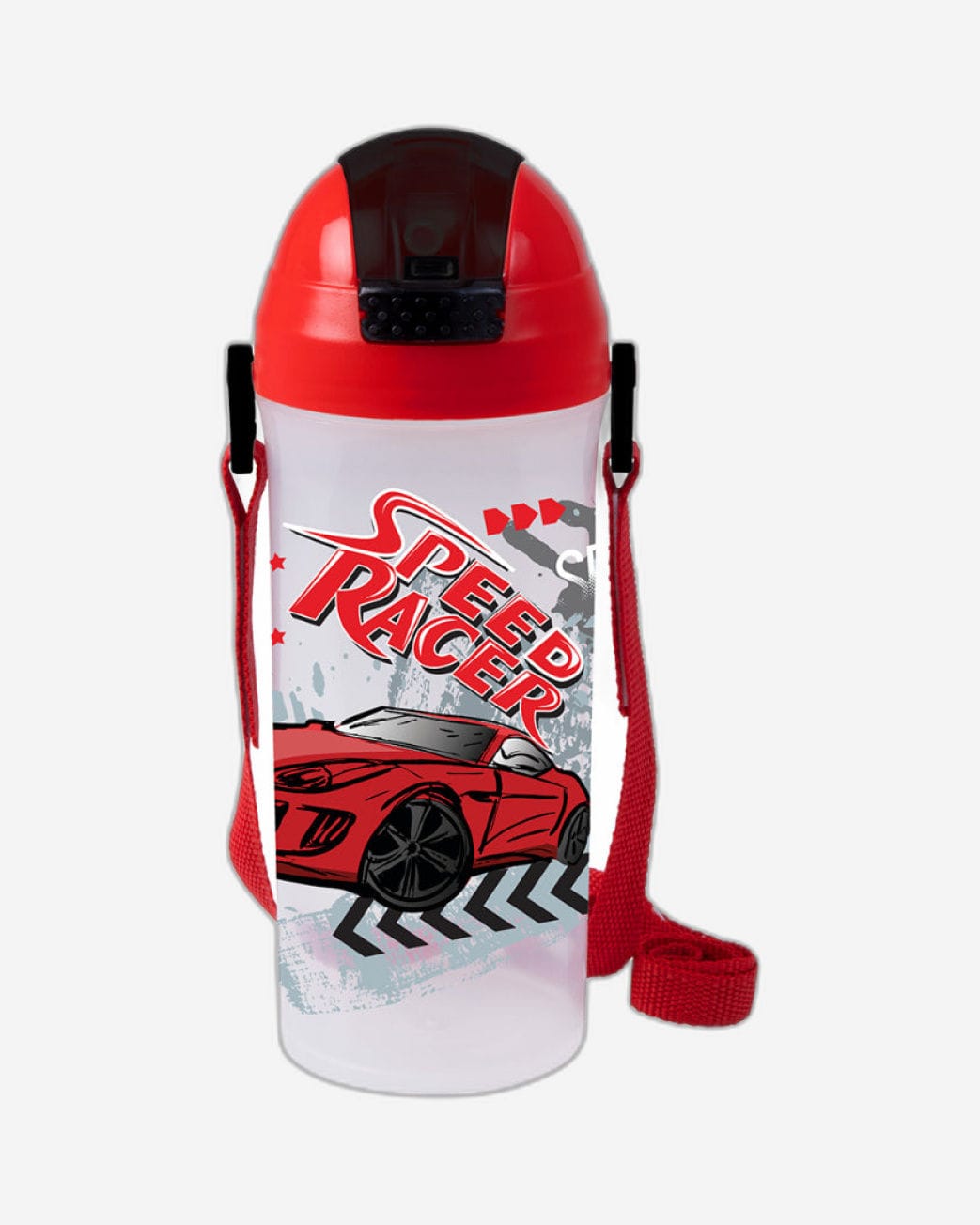 Herevin 610ml Speed Racer Printed School Bottle with Straw - BPA-Free Water Bottle Made from PP, TPE, Silicone & Stainless Steel – Leak-Proof & Durable Sipper Bottle for Kids