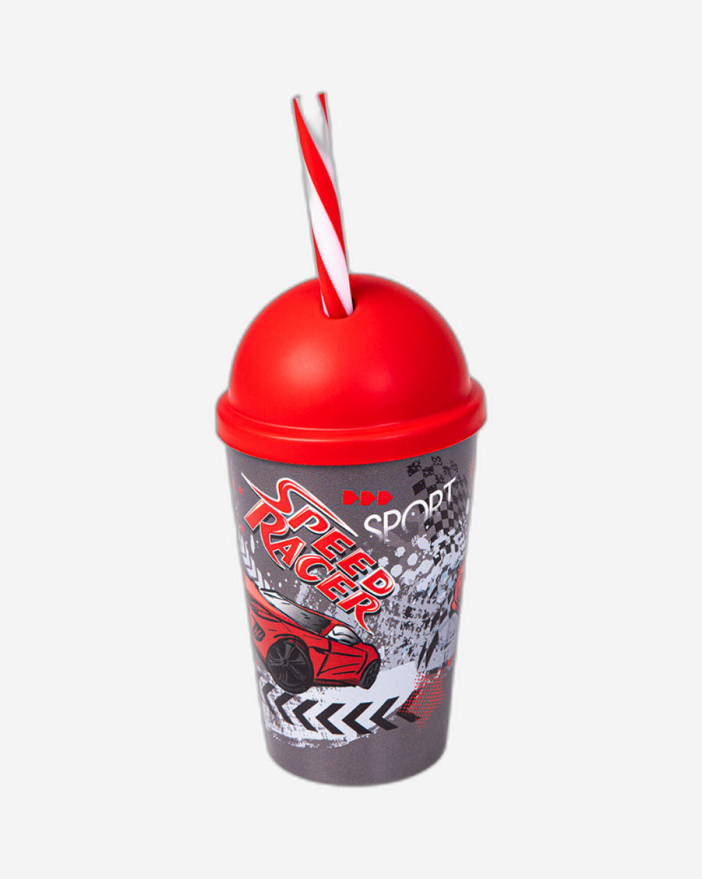 Herevin 340ml Speed Racer Printed Kids Tumbler with Straw - Multicolor BPA-Free PP Sipper Cup with Lid