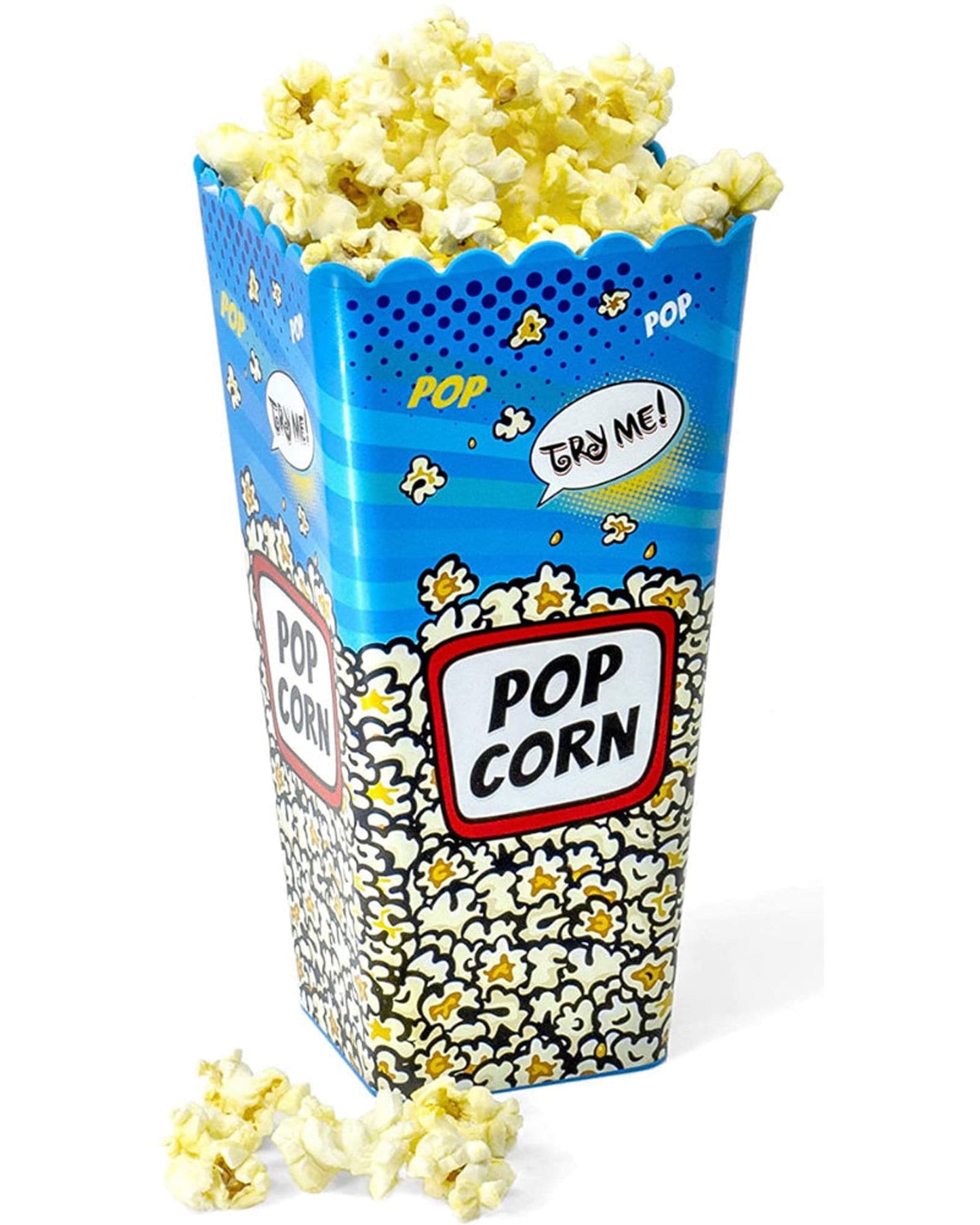 Herevin 1.3 Litre Blue Popcorn Box – Classic Striped BPA-Free Polypropylene (PP) Reusable Snack Tub for Popcorn, Chips, Nachos & Munchies