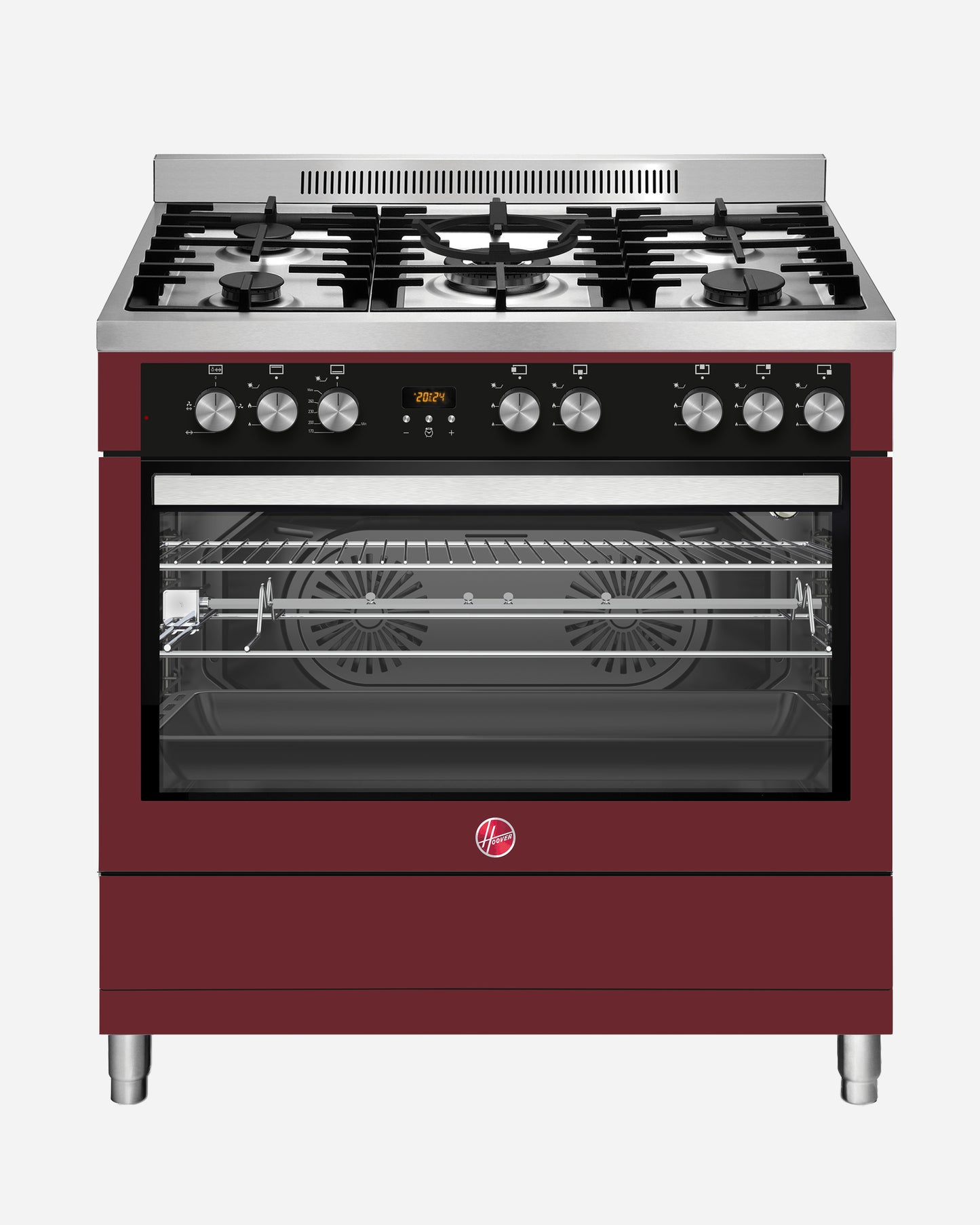 Hoover 90X60 5-Burner Full Gas Freestanding Gas Cooker (Cranberry Red)
