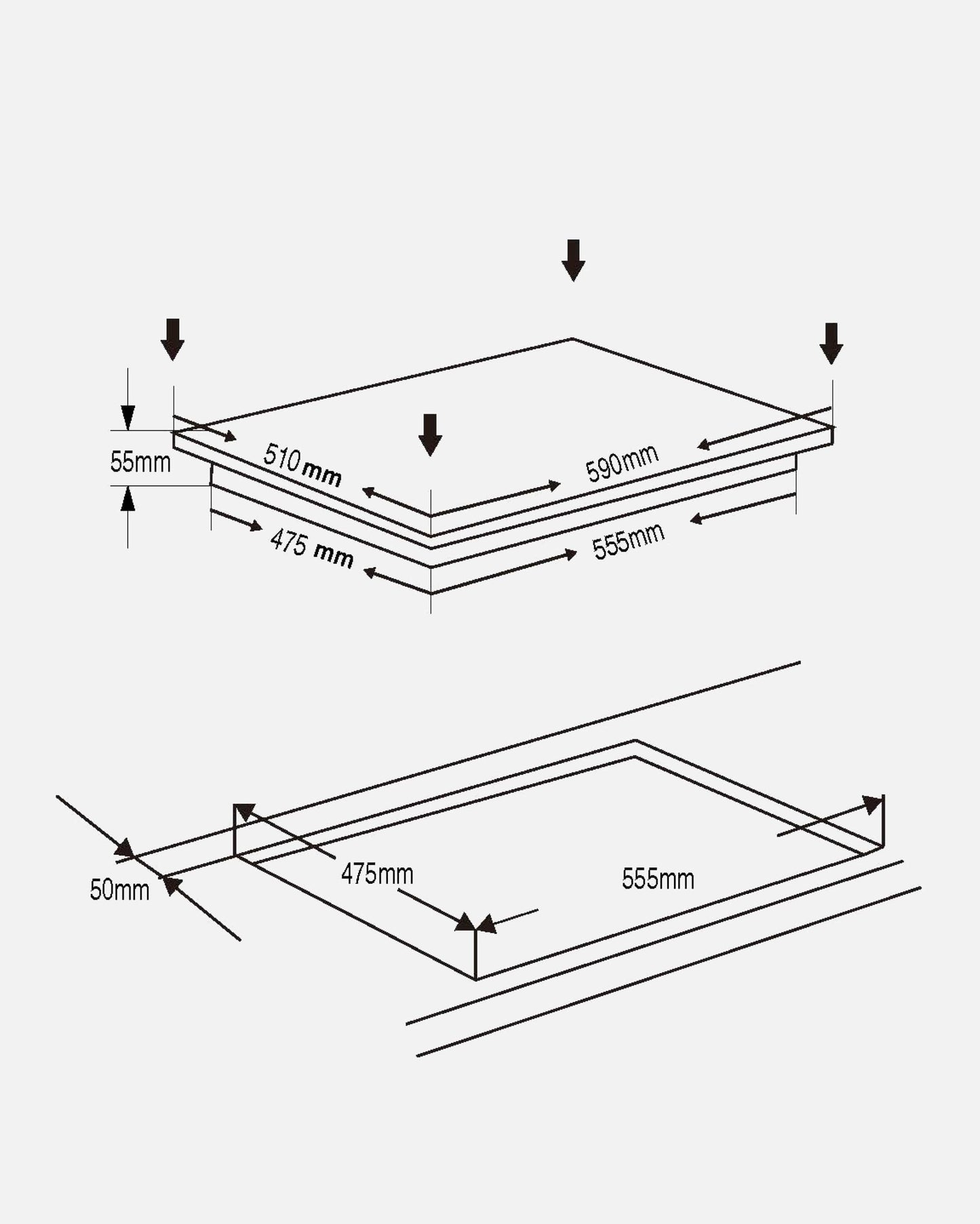 Hoover 60Cm Glass Built-In Gas Hob