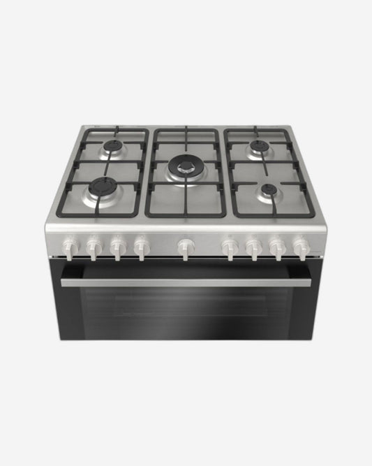 Bosch Series 2, 125L Gas Range Cooker with XXL Oven, Wok Burner & Safety Features - HGV1D8W50M Stainless Steel
